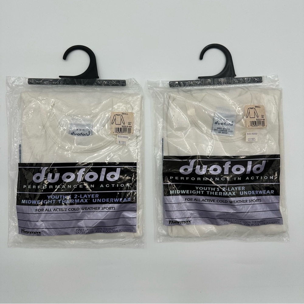 2 Vintage Duofold Youth’s S (6-8) 2 Layer Mid weight Thermal Underwear Shirt New